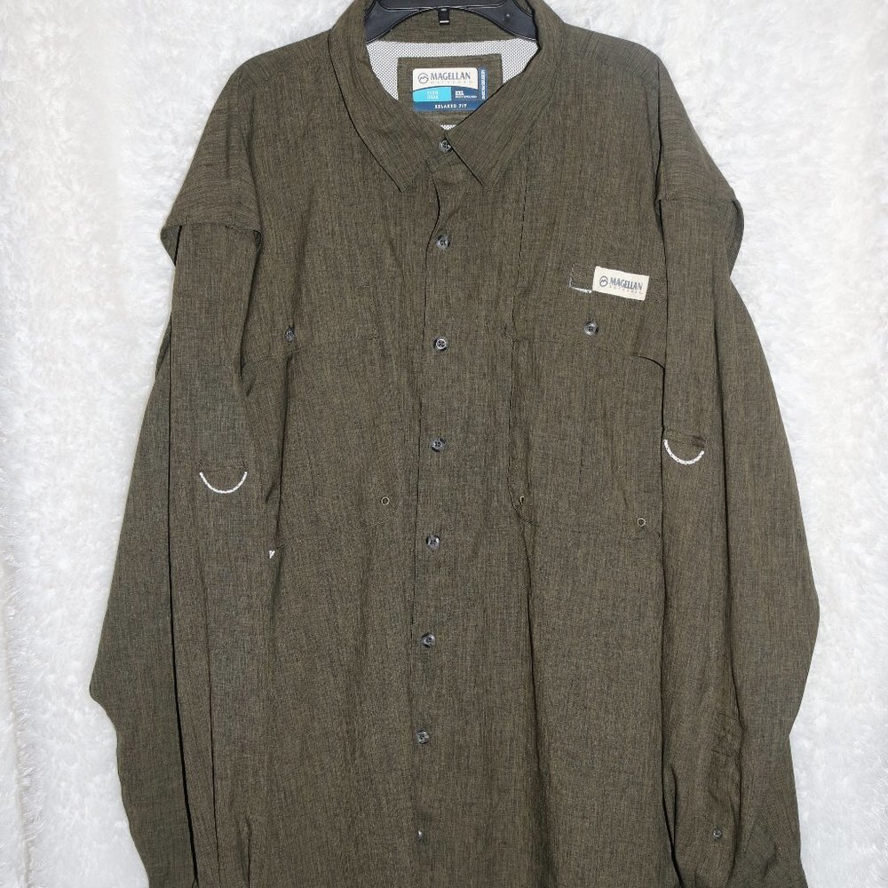 Magellan Men's 2XL green relaxed fit fishing shirt amazing condition